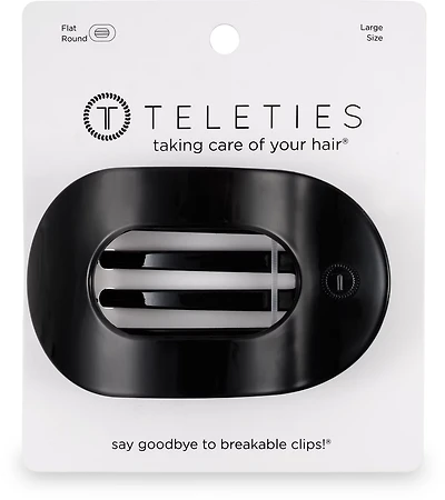 Teleties Jet Black Large Flat Round Hair Clip