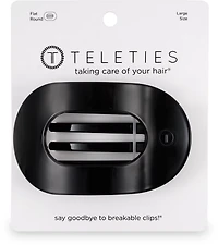 Teleties Jet Black Large Flat Round Hair Clip