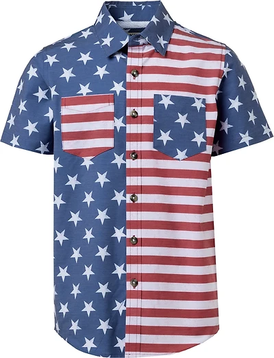 Magellan Outdoors Boys' Americana Blocked Button Down Shirt
