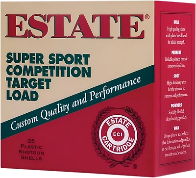 Estate Cartridge Super Sport Competition Target 12 Gauge Shotshells - 100 Rounds