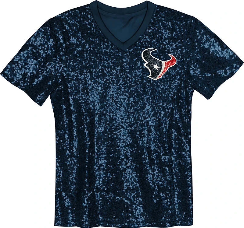 Outerstuff Women's Houston Texans C.J. Stroud Name and Number Sequin Graphic T-shirt
