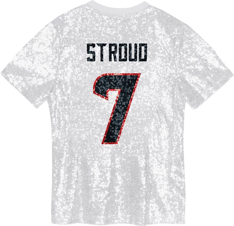 Outerstuff Women's Houston Texans C.J. Stroud Name and Number Sequin Graphic T-shirt
