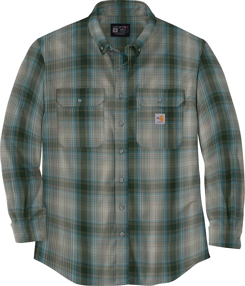 Carhartt Men's Flame-Resistant Force Rugged Flex Loose Fit Midweight Twill Plaid Shirt