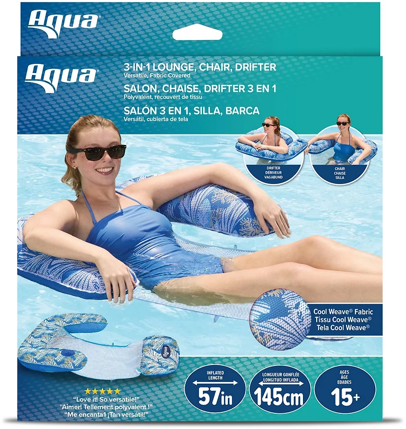 Aqua Leisure 3-in-1 Pool Float Lounge Chair and Drifter