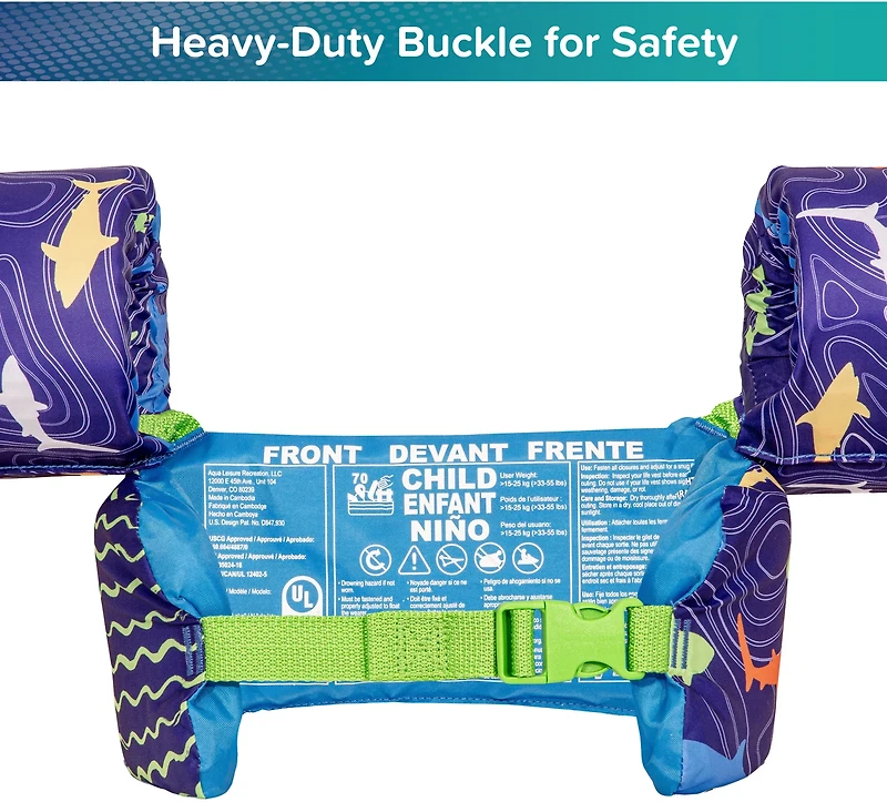 Aqua-Leisure Kids' Tadpole Swimmer Shark USCG Level 70 Life Vest