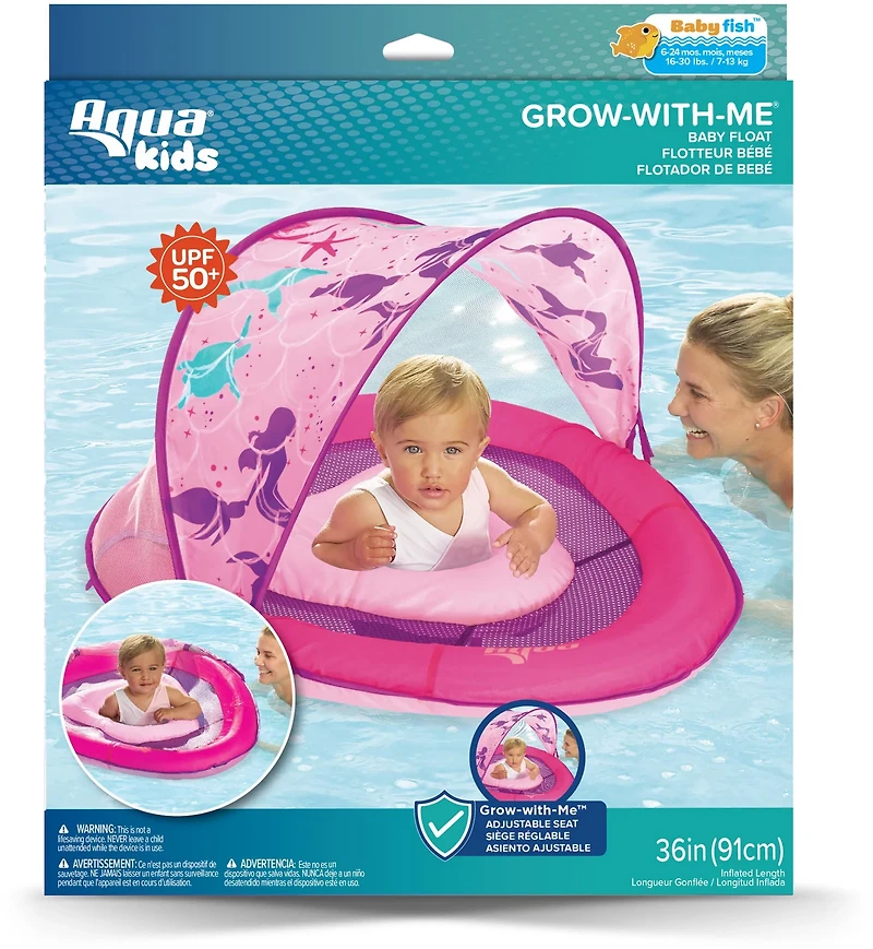 Aqua-Leisure Kids' Mermaid Fabric Baby Float with Canopy
