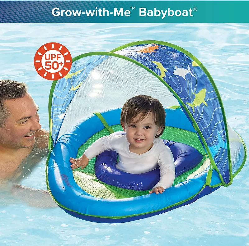 Aqua-Leisure Kids' Shark Fabric Baby Float with Canopy