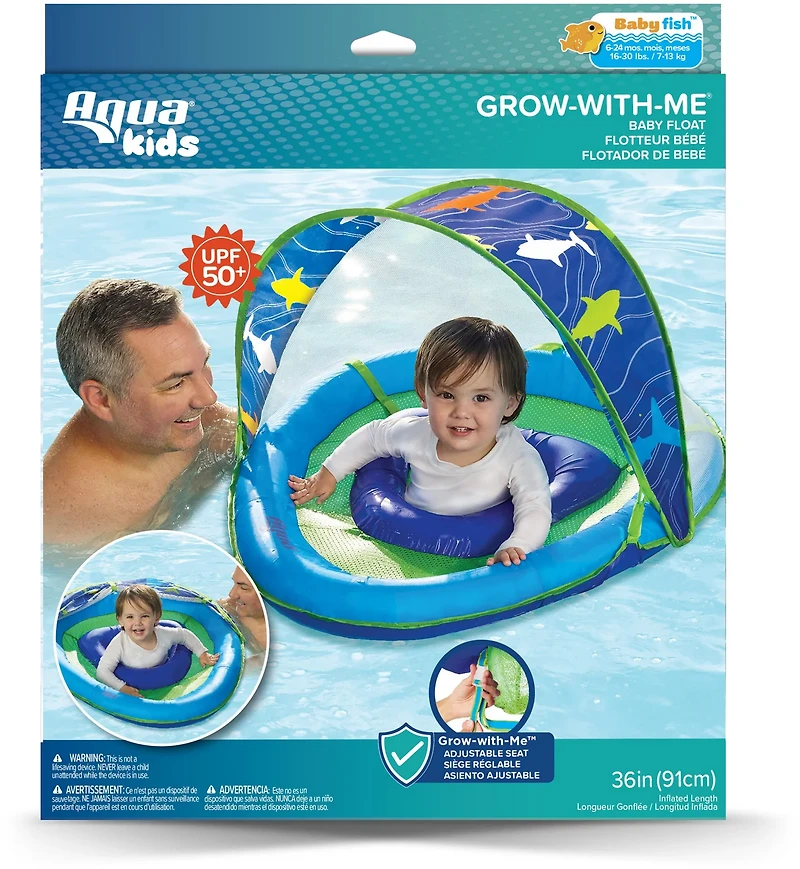 Aqua-Leisure Kids' Shark Fabric Baby Float with Canopy