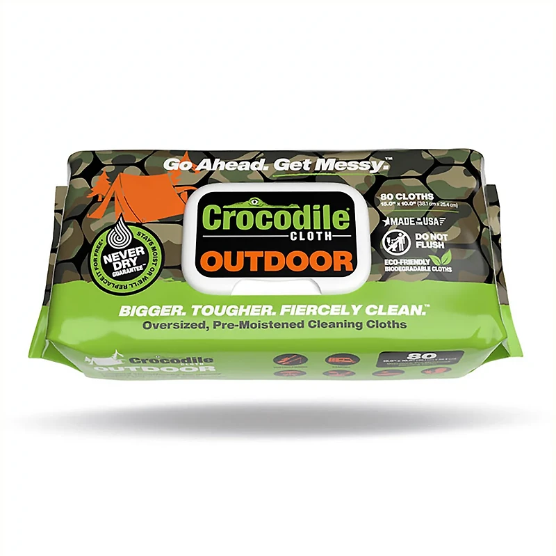 Crocodile Cloth Biodegradable Outdoor Wipes 80-Count