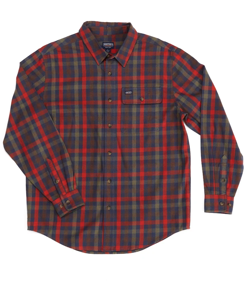 Smith's Workwear Men's Plaid Pocket Flannel Button Down Shirt