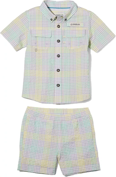 Magellan Outdoors Toddler Boys' Southern Summer Gingham Seersucker Short Set