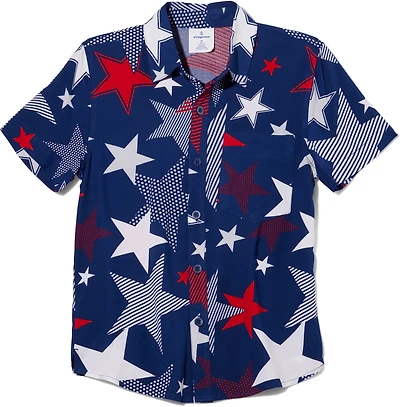 O'Rageous Boys' Americana Short Sleeve Cabana Swim Top