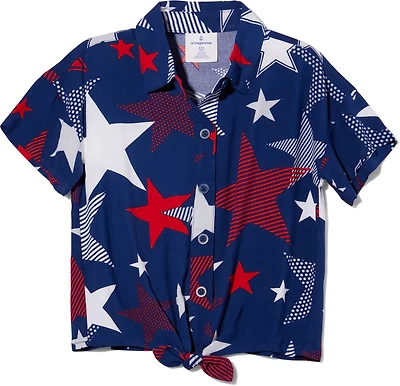 O'Rageous Girls' PS Americana Cabana Printed Short Sleeve Top