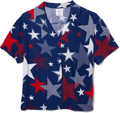 O'Rageous Juniors' Americana Printed Short Sleeve Cabana Top