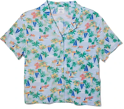 O'Rageous Juniors' Toile Short Sleeve Cabana Swim Top