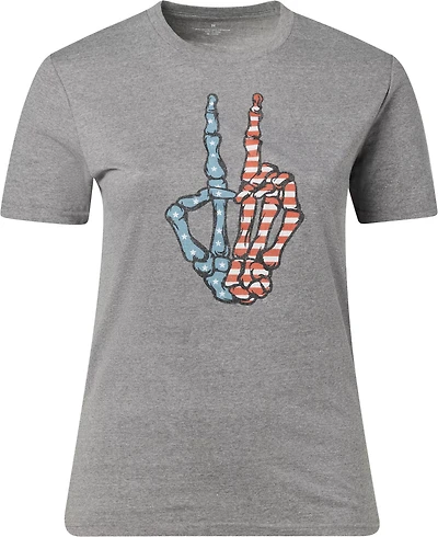 Academy Sports + Outdoors Women's Americana Peace Skeleton Hand T-shirt
