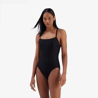 Freely Women's Wavy Baby Rib One Piece Swimsuit