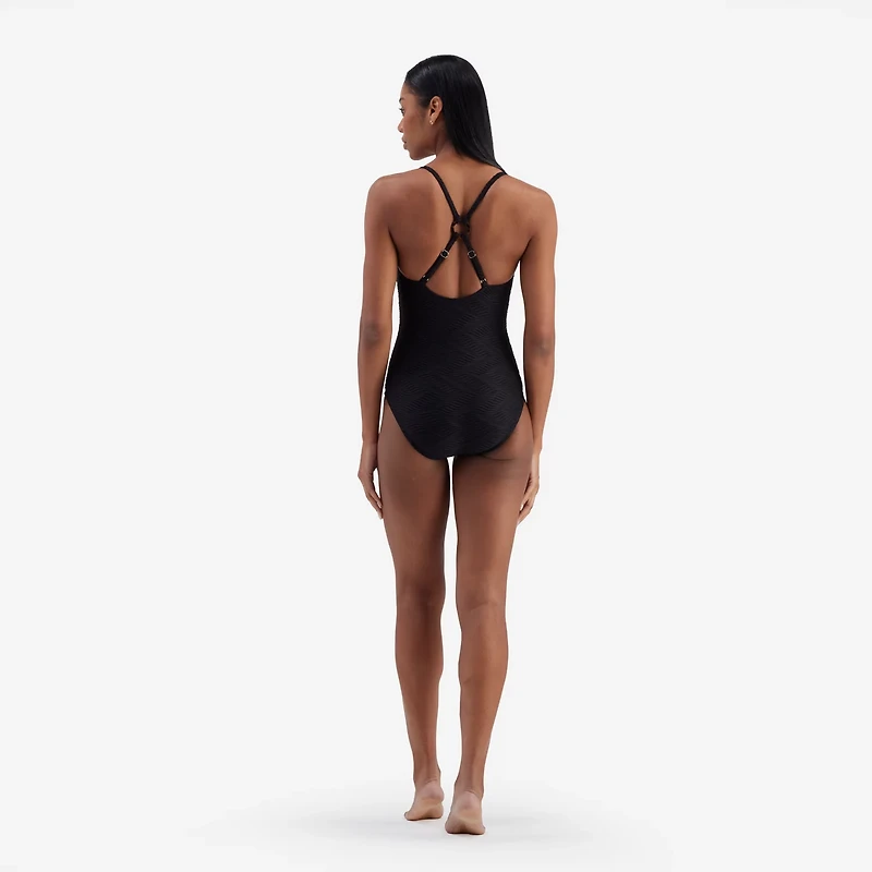 Freely Women's Wavy Baby Rib One Piece Swimsuit