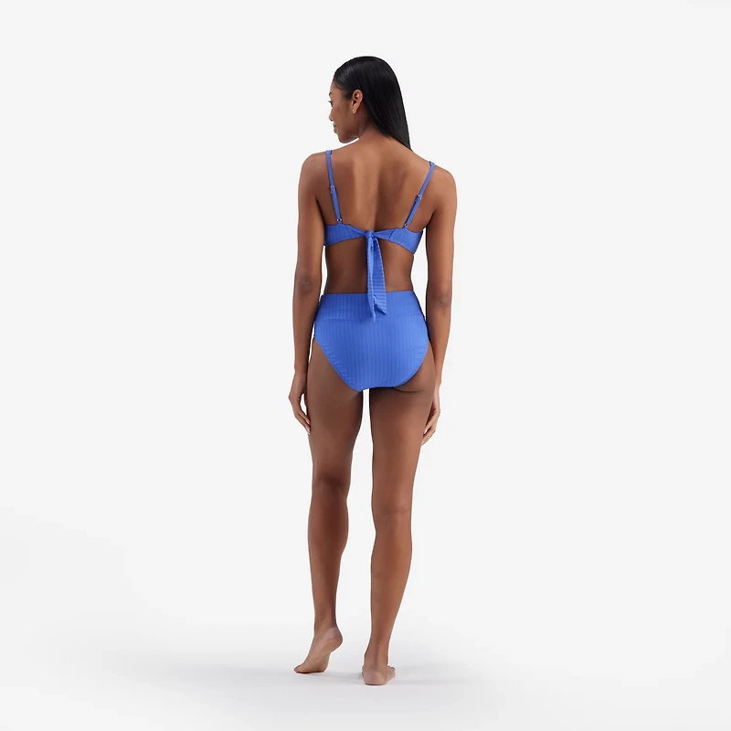 Freely Women's Clean Lines Twist Front Over The Shoulder Bralette Swim Top