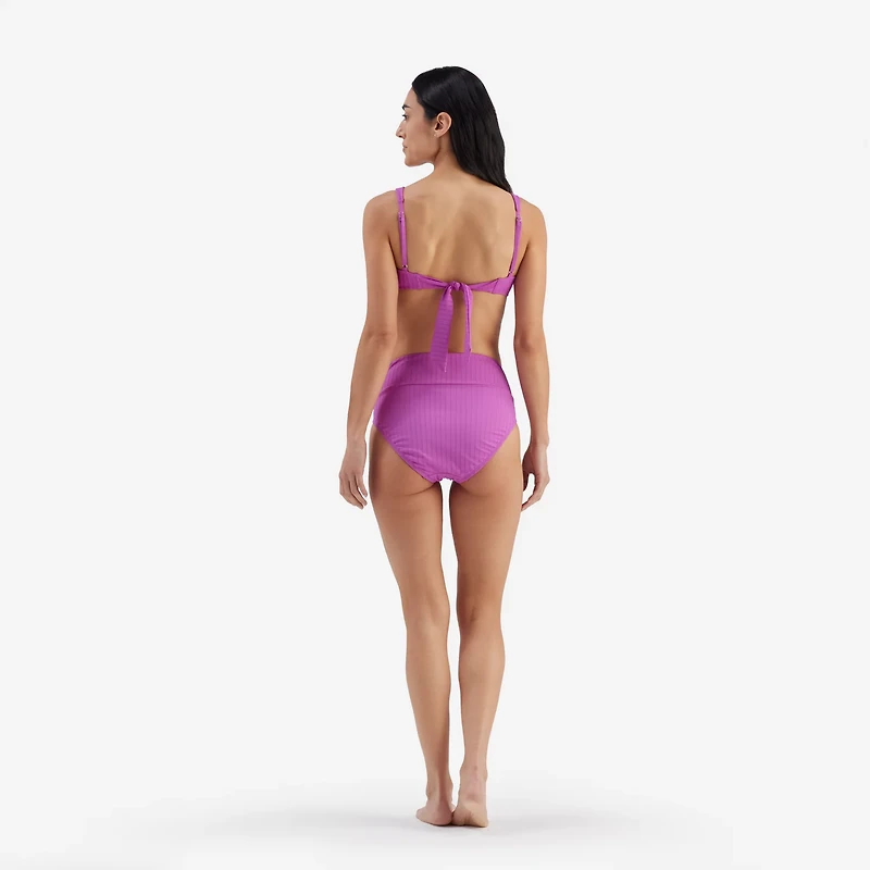 Freely Women's Clean Lines Twist Front Over The Shoulder Bralette Swim Top