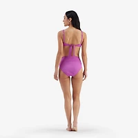 Freely Women's Clean Lines Twist Front Over The Shoulder Bralette Swim Top