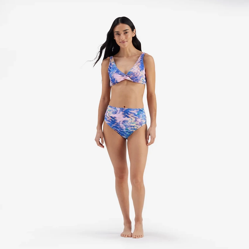 Freely Women's Kaleidoscope Twist Front Over The Shoulder Bralette Swim Top