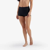 Freely Women's Solid Banded High Waisted Swim Boy Shorts