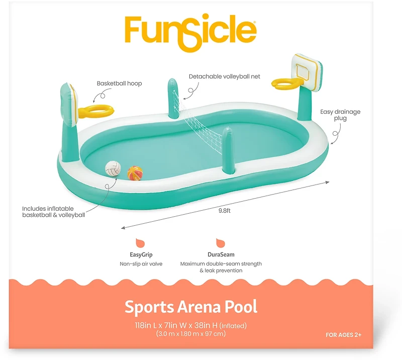 Funsicle Sports Arena 9.8 ft Inflatable Pool
