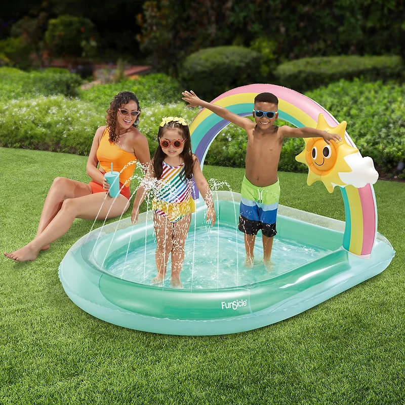 Funsicle Sunny Rainbow Arch Play 'n Spray 4.7 ft Inflatable Kids' Pool