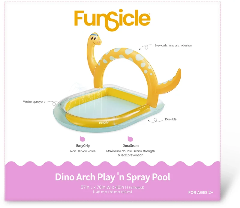 Funsicle Dino Arch Play 'n Spray 4.7 ft Inflatable Pool