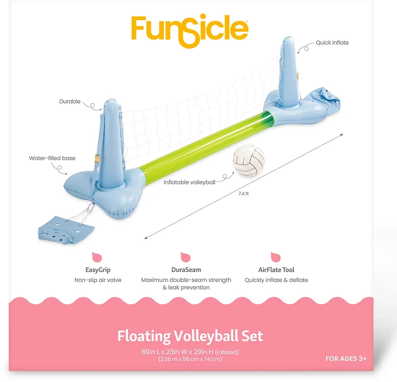 Funsicle 7 ft Floating Volleyball Set