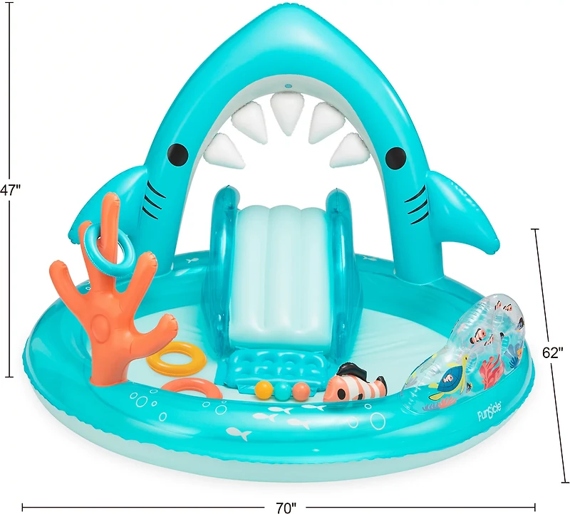Funsicle Shark Jaws Playcenter 5.8 ft Inflatable Pool