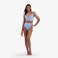 Freely Women's Wavy Baby Rib V Wire Cropped Swim Tankini