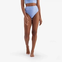 Freely Women's Wavy Baby Rib Banded High Waist Swim Briefs