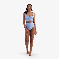 Freely Women's Wavy Baby Rib Banded High Waist Swim Briefs