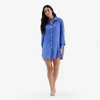 Freely Women's Solid Boyfriend Cover Up Swim Shirt