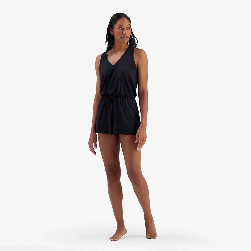 Freely Women's Solid V-neck Romper Swim Cover Up