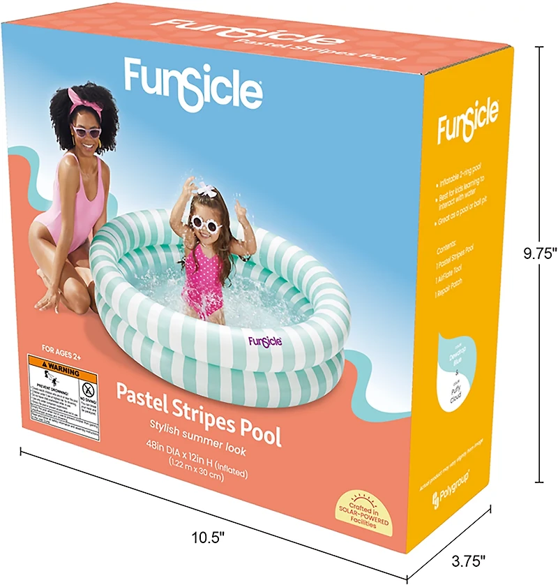 Funsicle Pastel Stripes 4 ft Inflatable Pool