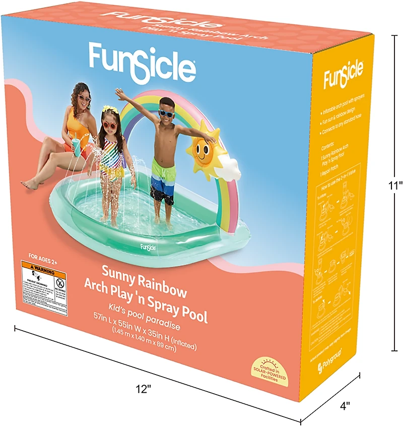 Funsicle Sunny Rainbow Arch Play 'n Spray 4.7 ft Inflatable Kids' Pool