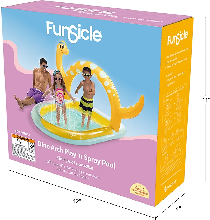 Funsicle Dino Arch Play 'n Spray 4.7 ft Inflatable Pool