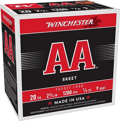 Winchester AA Target Load 20 Gauge 9 Shotshells - 25 Rounds