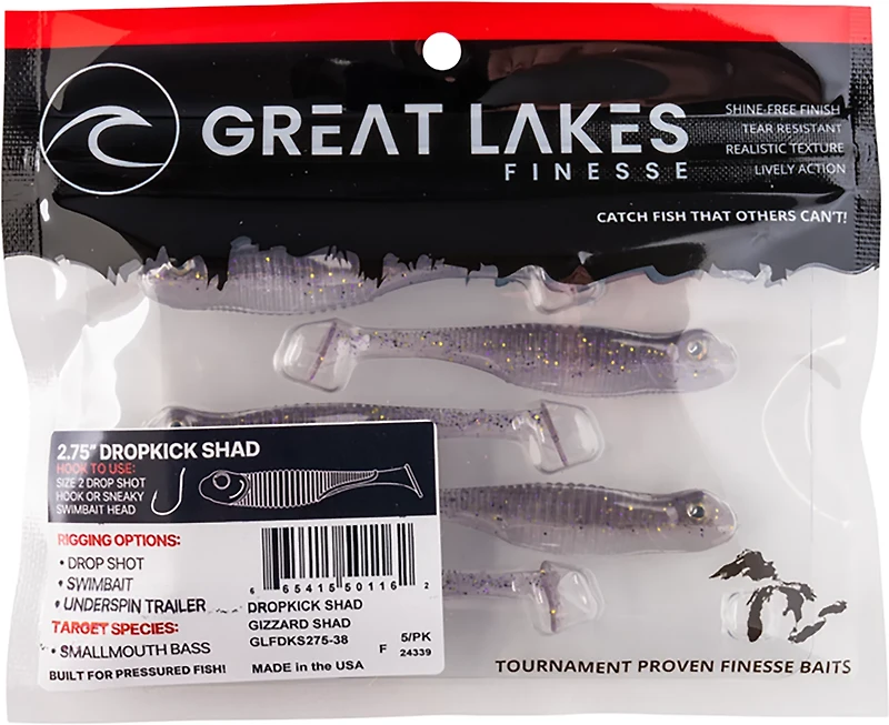 Great Lakes Finesse Drop Kick Shad Plastic Swim Bait