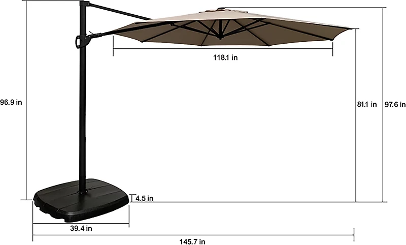 Mosaic Round Patio 10 ft Cantilever Umbrella with EZ Lever