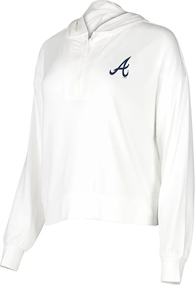 Concepts Sport Women's Atlanta Braves Quartz Hacci Knit Long Sleeve Hooded Top