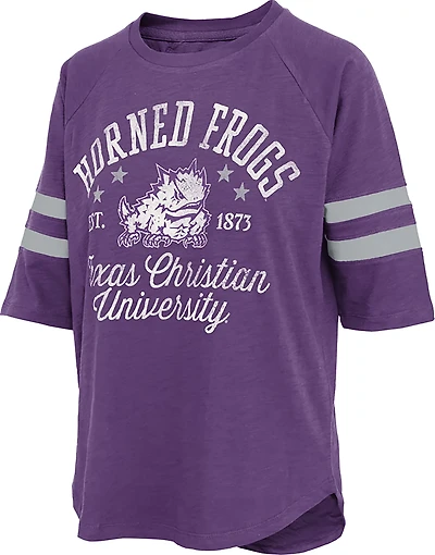 Three Square Women's Texas Christian Horned Frogs Aleena Long Sleeve Vintage T-shirt