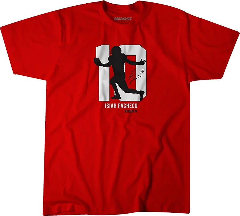 BreakingT Men's Kansas City Chiefs Pacheco Action Number Silo T-shirt