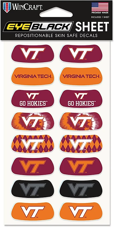 WinCraft Virginia Tech Eyeblack Face-Cal Sheet