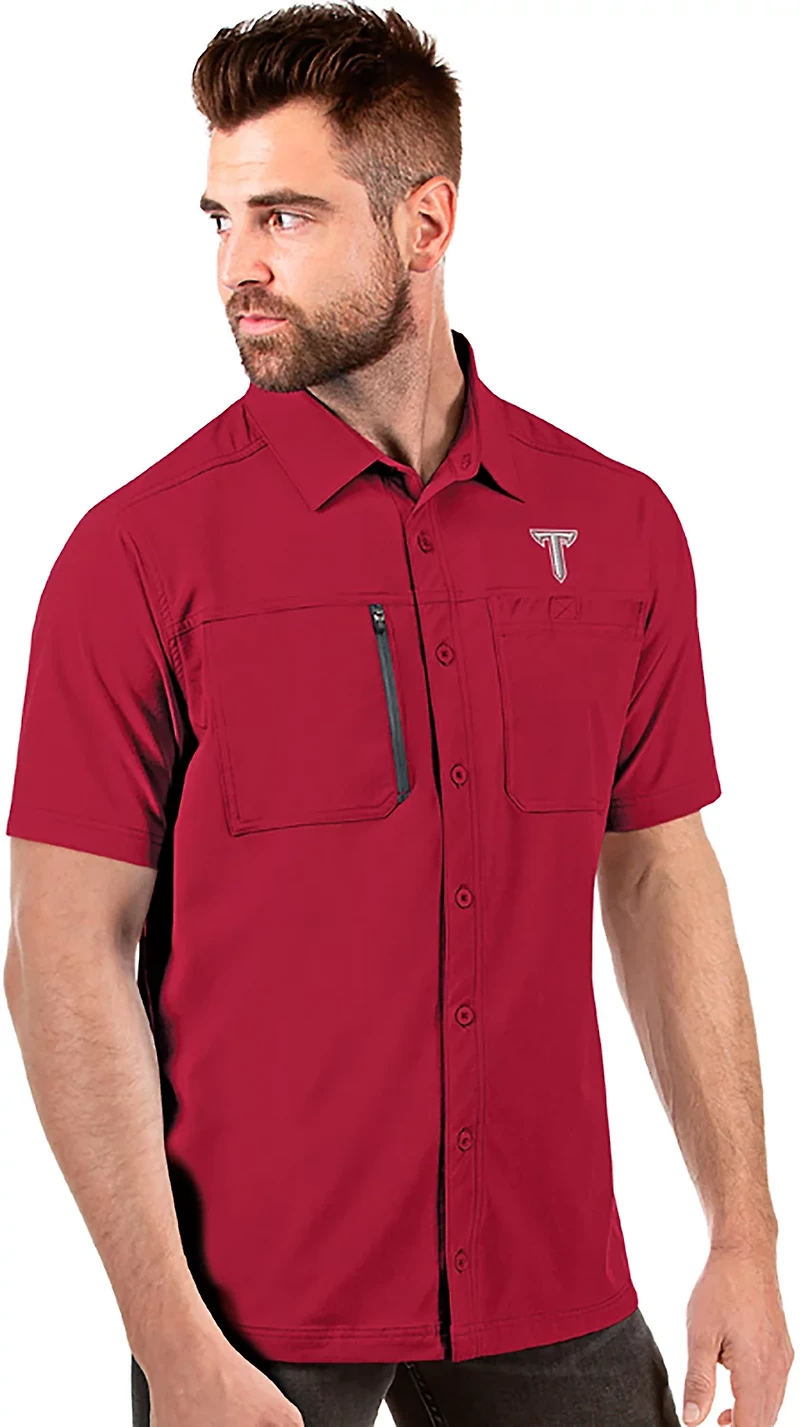 Antigua Men's Troy University Kickoff Woven Fishing Shirt