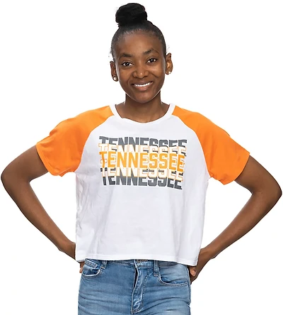 ZooZatz Women's Tennessee Raglan Colorblock Crop T-shirt