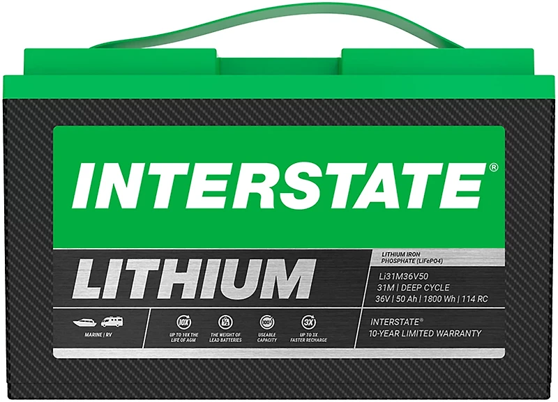 Interstate Batteries Deep Cycle 36V Lithium Marine Battery